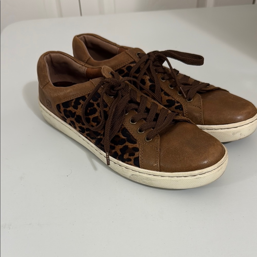 Born Brown Leopard Print Sneakers